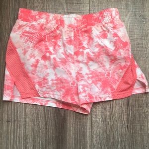 GIRLS PINK AND WHITE ATHLETIC SHORTS